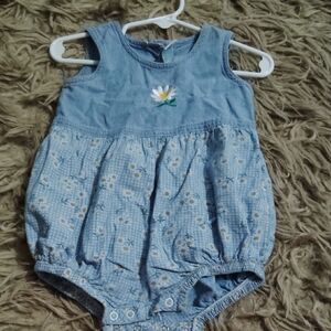 Blue Floral Baby Romper